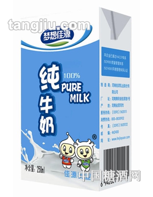 夢(mèng)想佳源純牛奶250ml