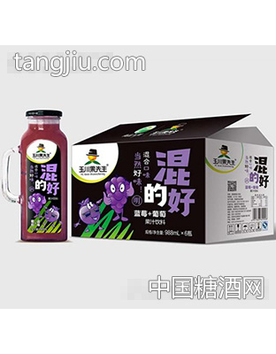 玉川果先生手柄方杯藍(lán)莓葡萄復(fù)合果汁飲料988ml