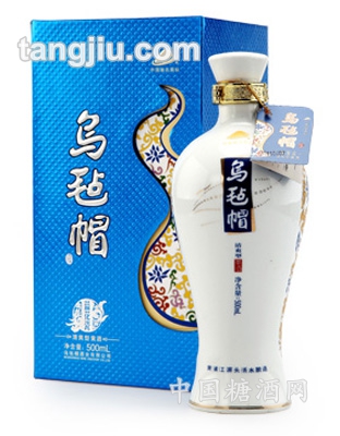 烏氈帽盒裝藍花瓷黃酒500ml