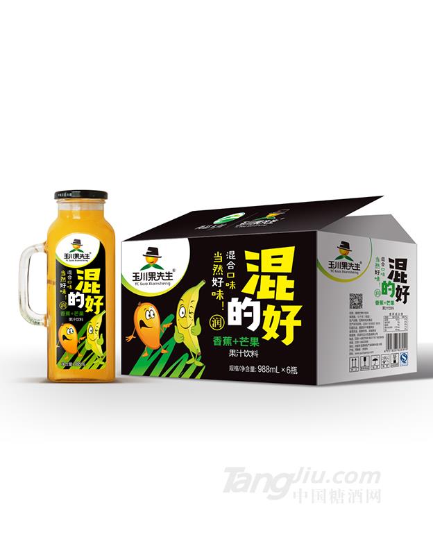 988ml×6果先生手柄方杯香蕉芒果汁飲料