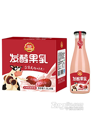 粒汁健發(fā)酵果乳紅棗乳味飲料1.5LX6